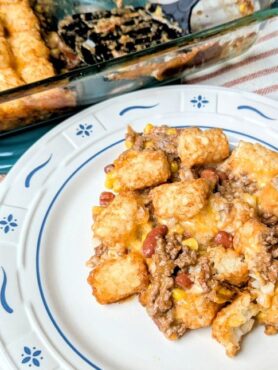 cowboy casserole in pan and on plate