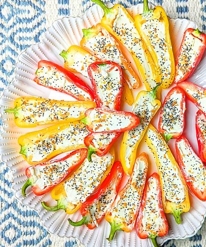 stuffed mini peppers on serving tray