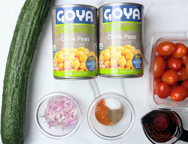 chickpea cucumber feta salad ingredients