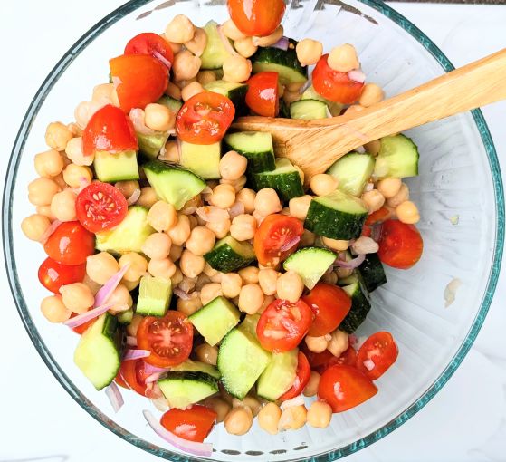 chickpea cucumber feta salad