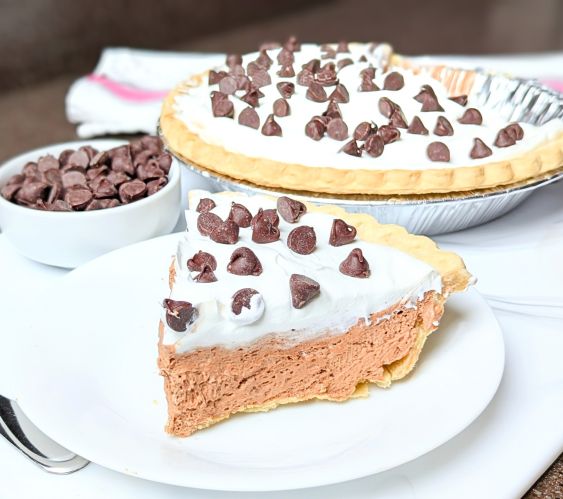 easy french silk chocolate pie on plate