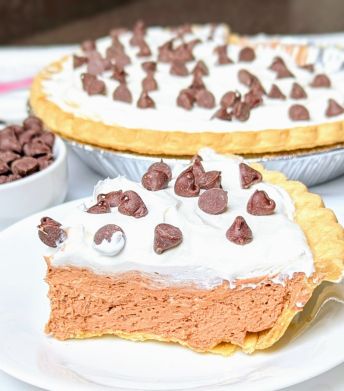 easy french silk pie on plate