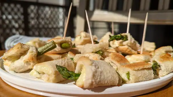asparagus canapes on plate