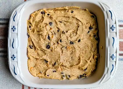 blondie batter in baking pan