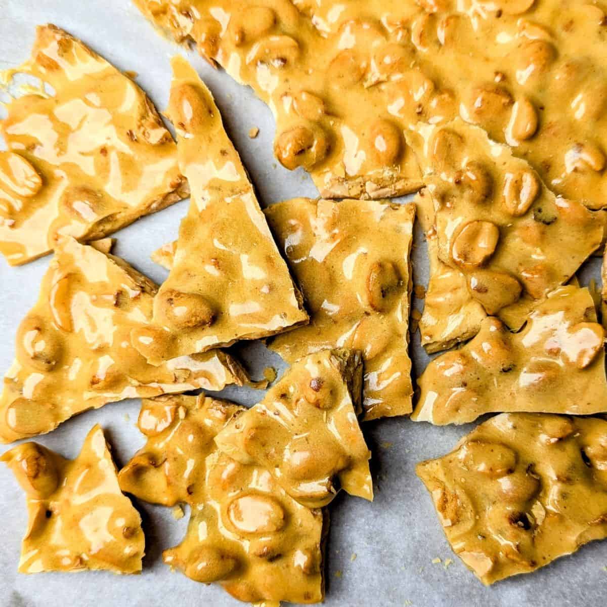 classic peanut brittle on pan