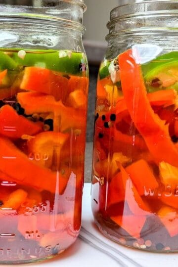 pickled peppers in mason jars