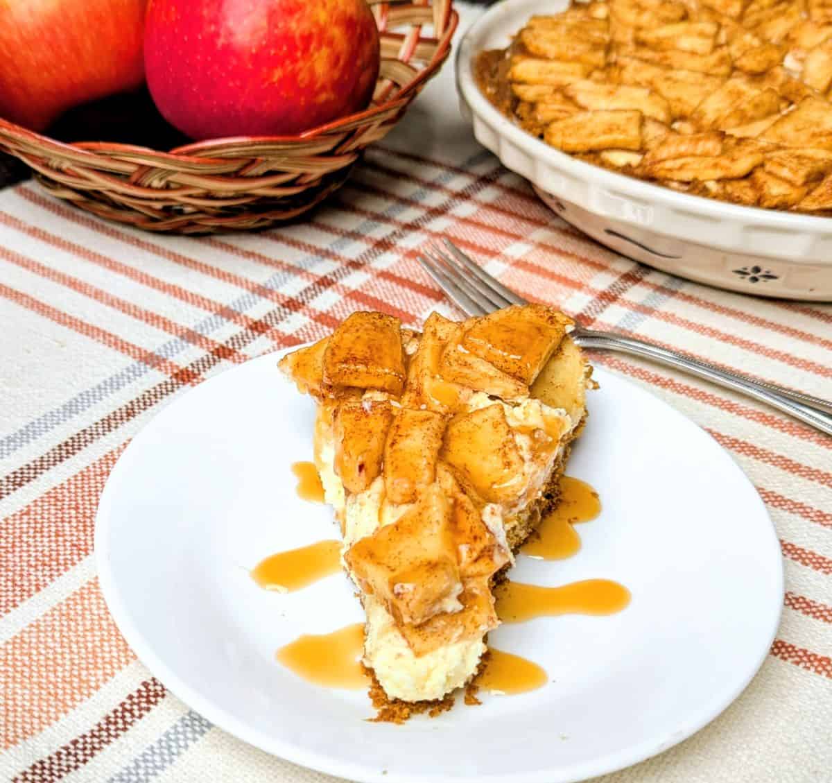 apple cheesecake on plate