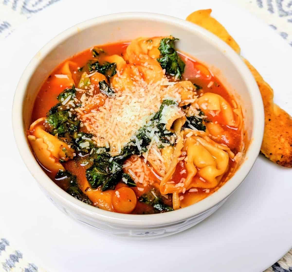 cheese tortellini soup with bread