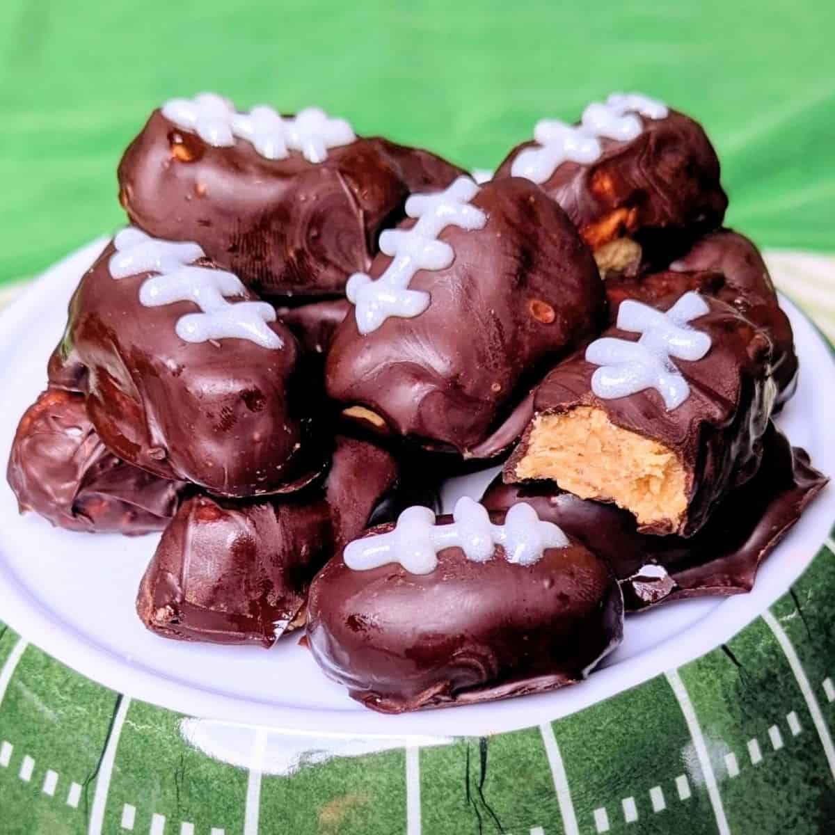 peanut butter footballs ready for game day