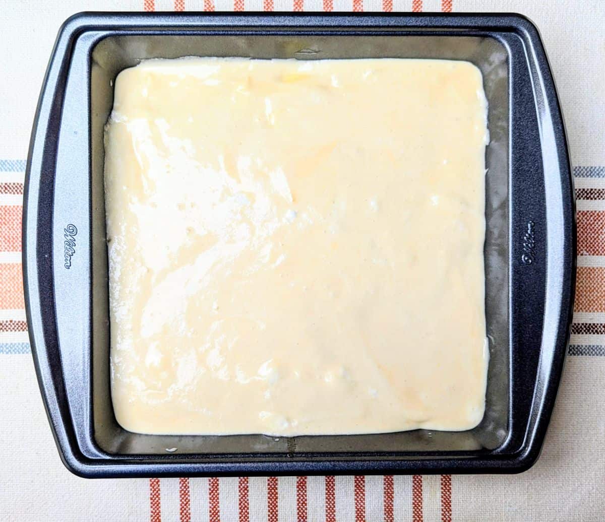 cake ready to go in oven