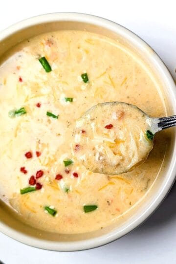 crockpot potato soup in bowl