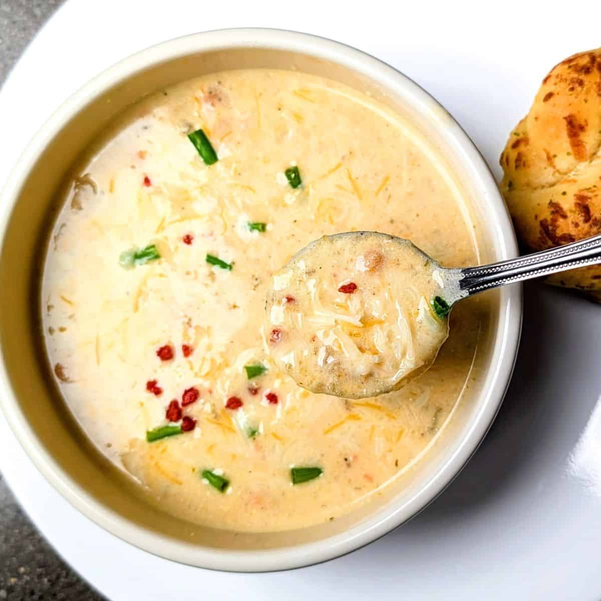 crockpot potato soup in bowl
