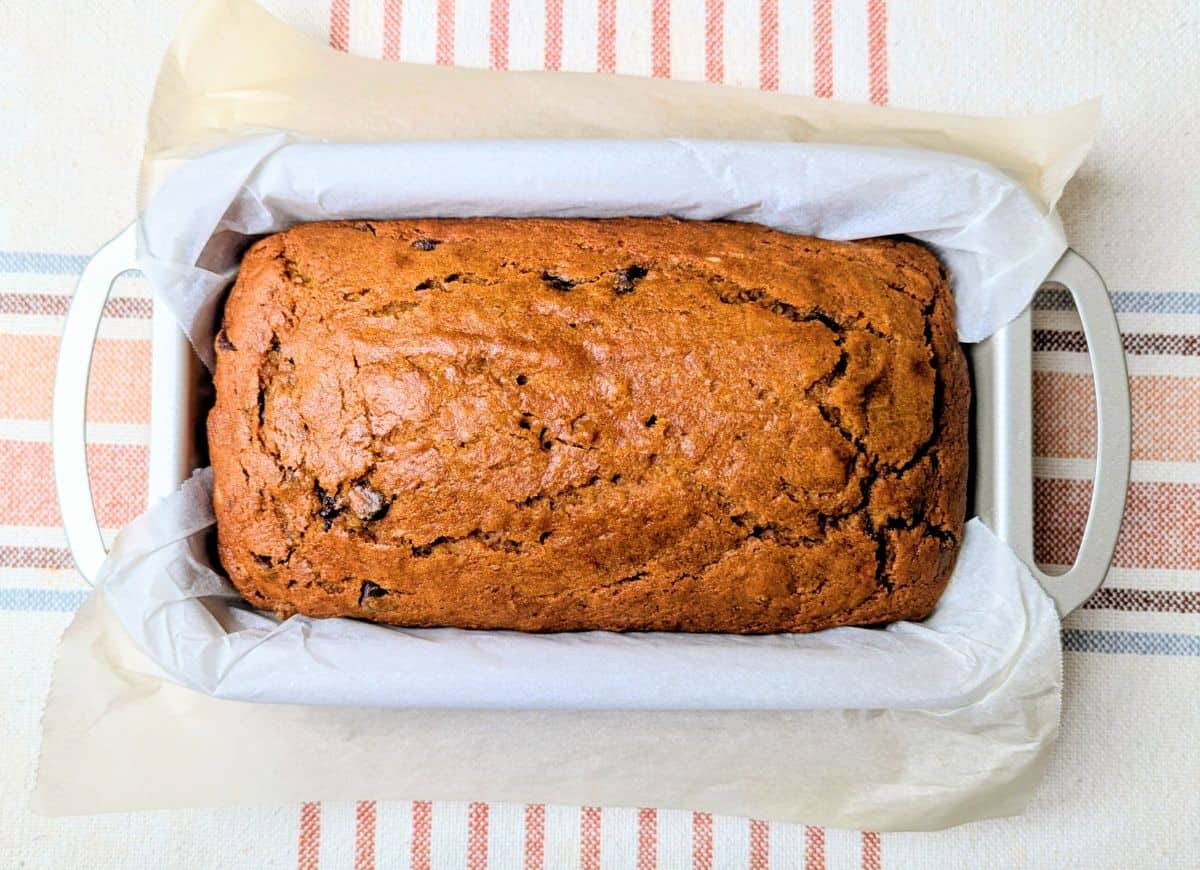 pumpkin bread baked in pan