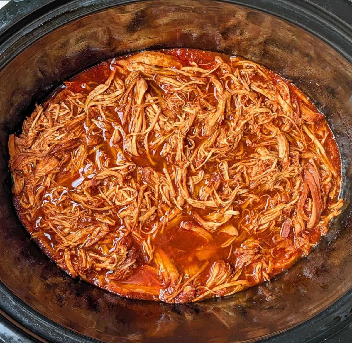 pulled chicken after slow cooking