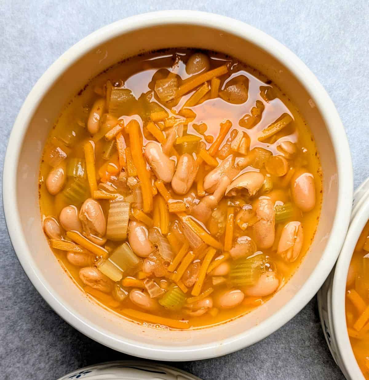 white bean soup in bowl