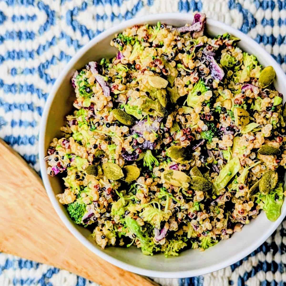 Broccoli and Quinoa Salad with Creamy Tahini Dressing