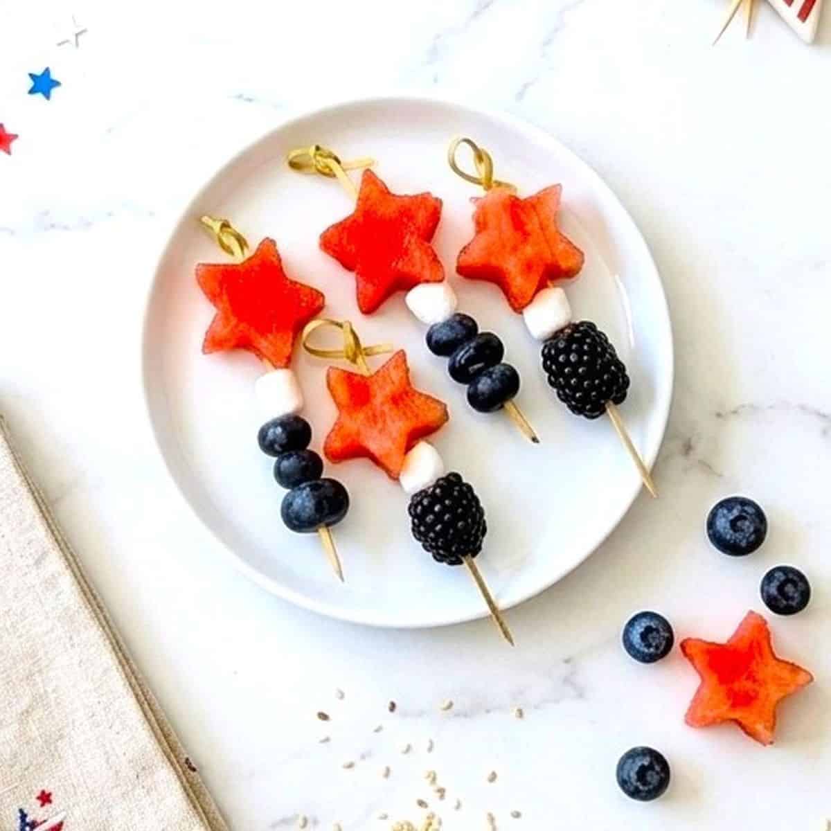 Easy 4th of July Fruit Kabobs with Watermelon Stars