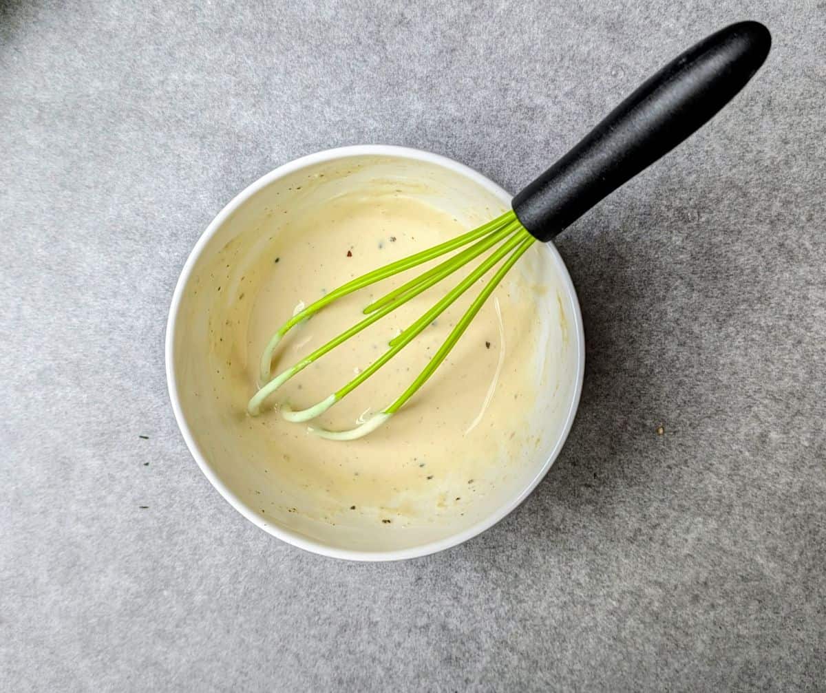 making the greek yogurt dijon dressing