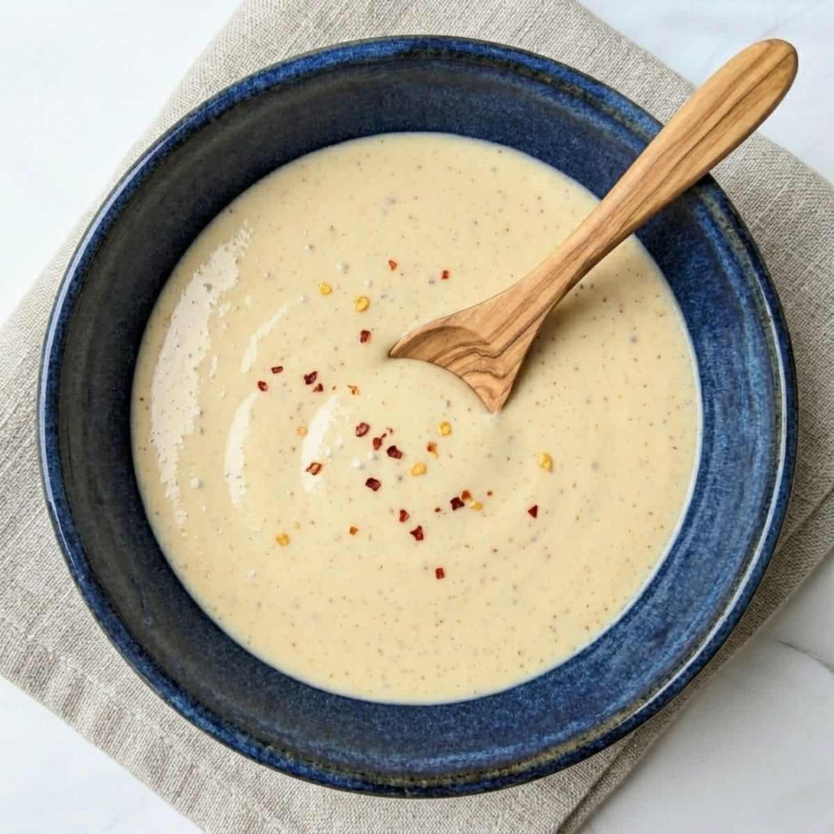 creamy dijon sauce in serving bowl