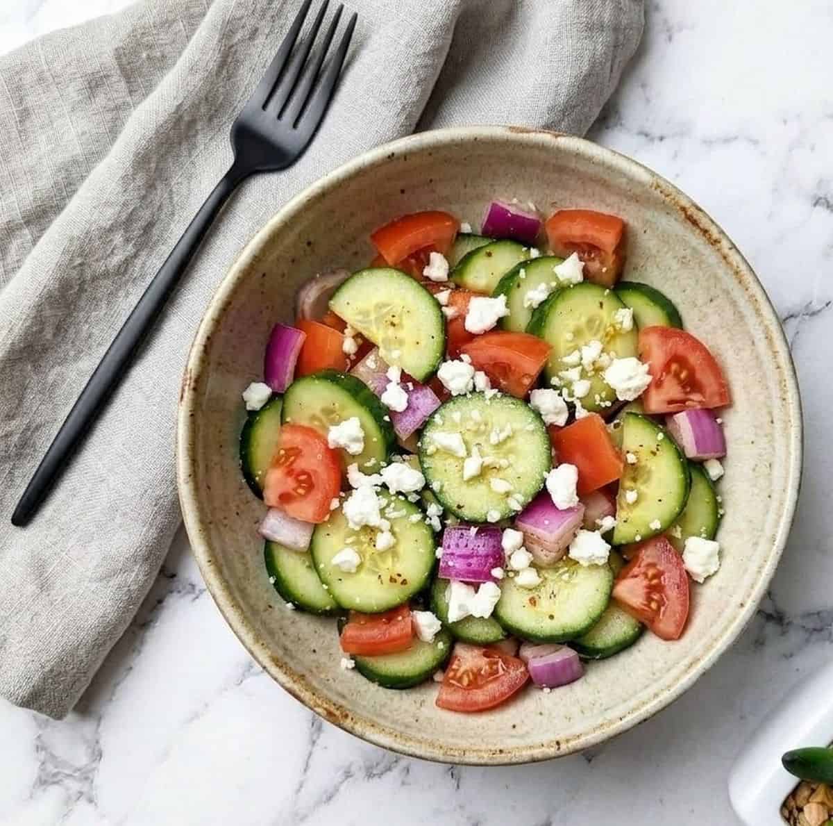 serving of english cucumber salad