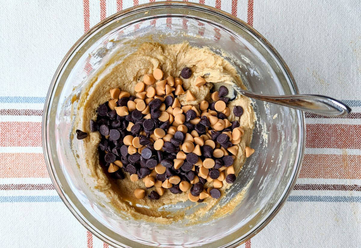 stirring in baking chips