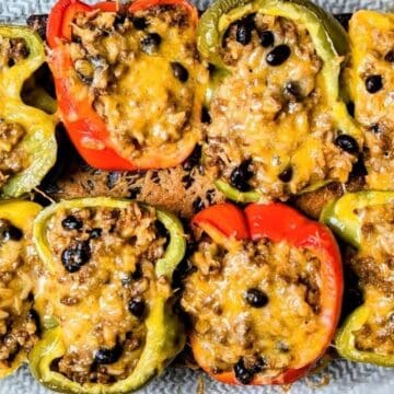 mexican stuffed peppers in casserole dish