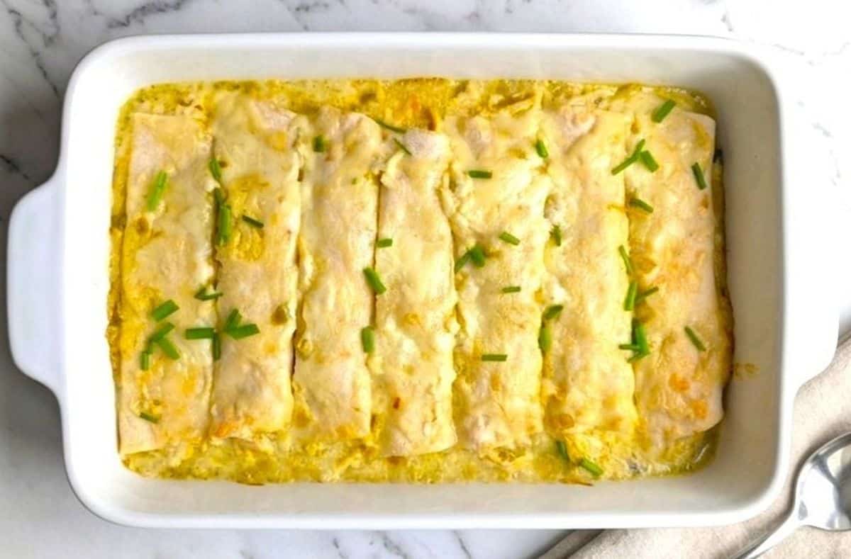 enchiladas baked in casserole dish