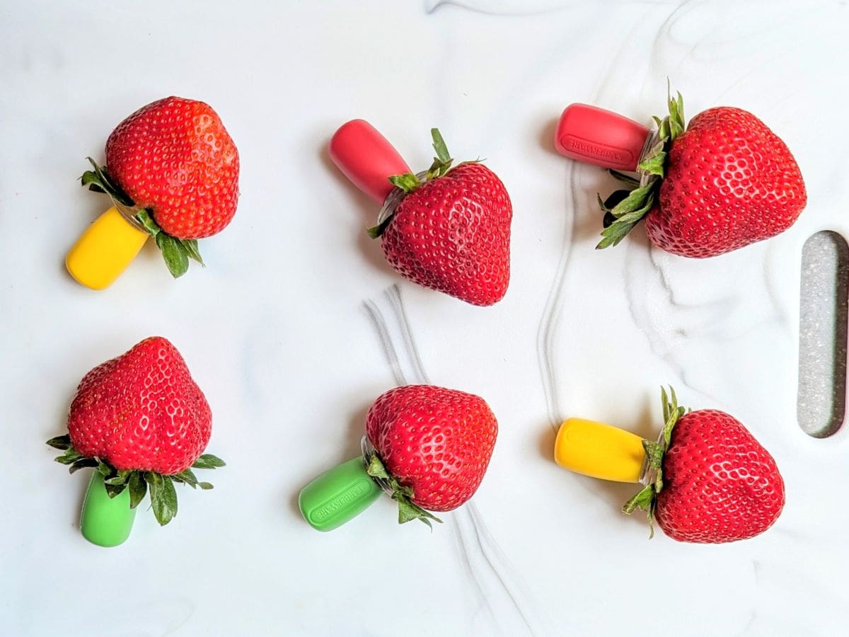 strawberries on cob holders