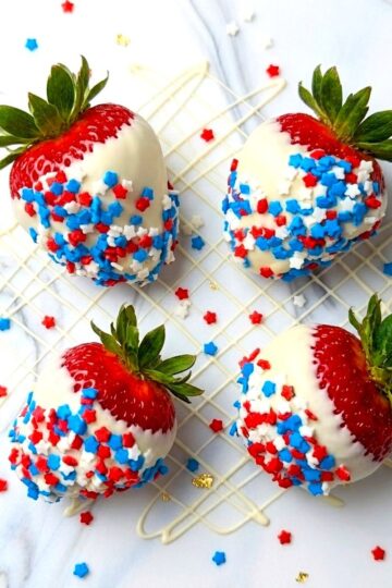 red white and blue strawberries