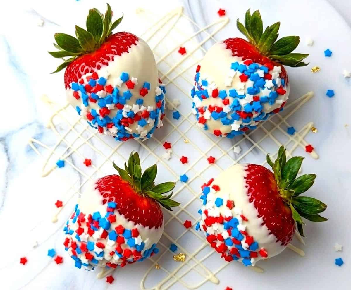red white and blue strawberries