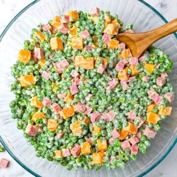 simple peas salad recipe in serving bowl