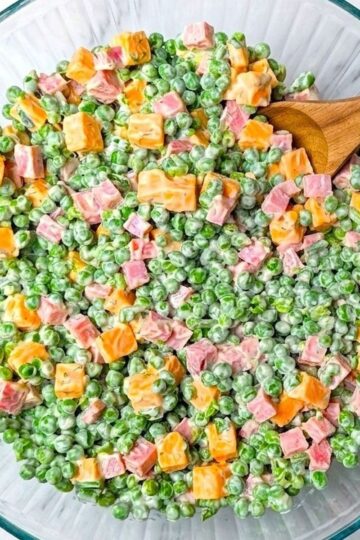 simple peas salad recipe in serving bowl