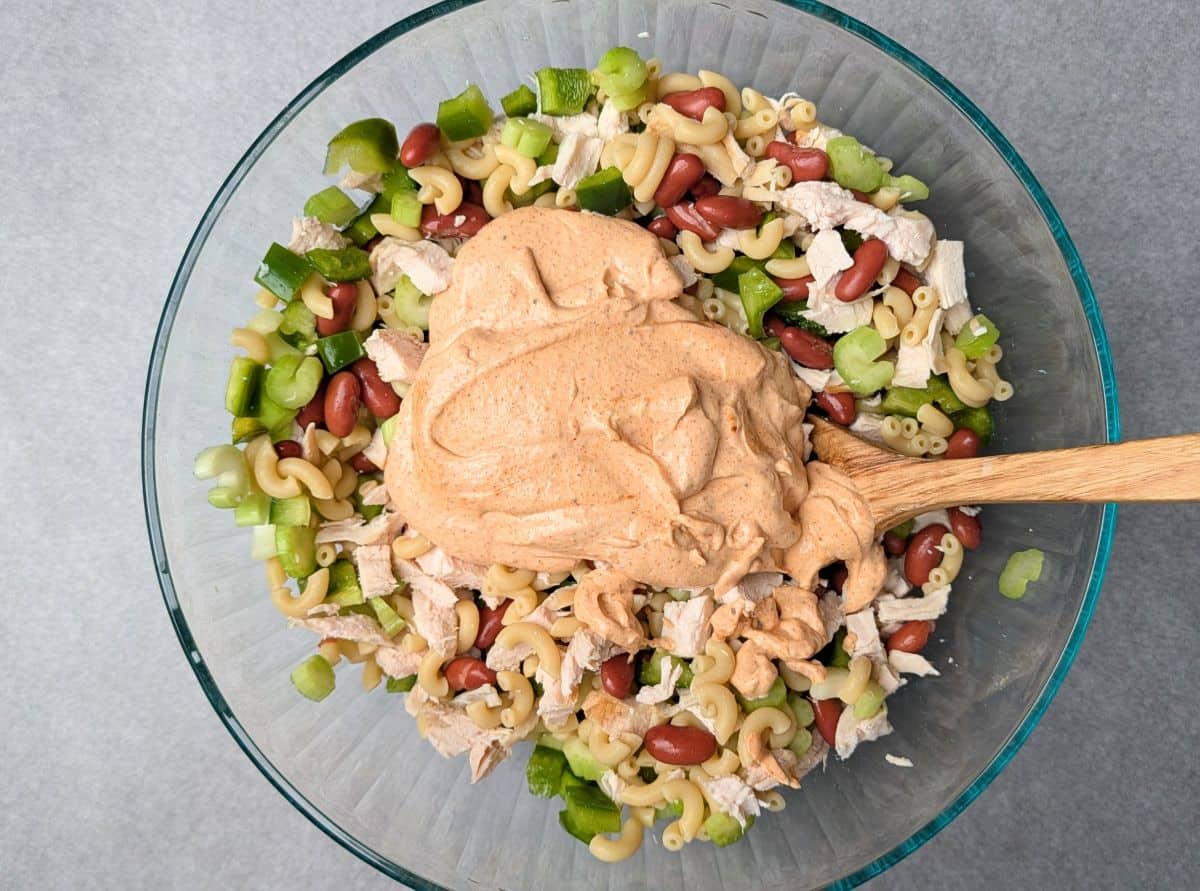 folding in spicy cajun dressing