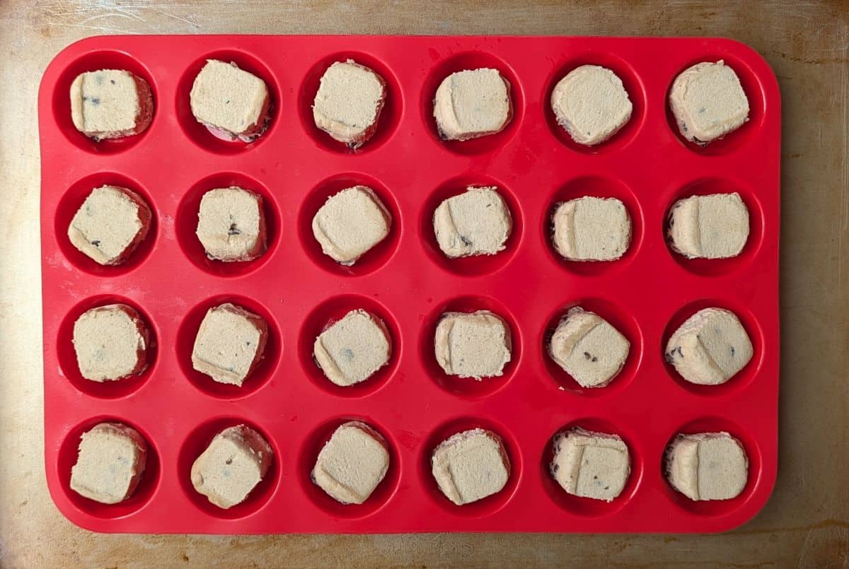 cookie doughin muffin pan