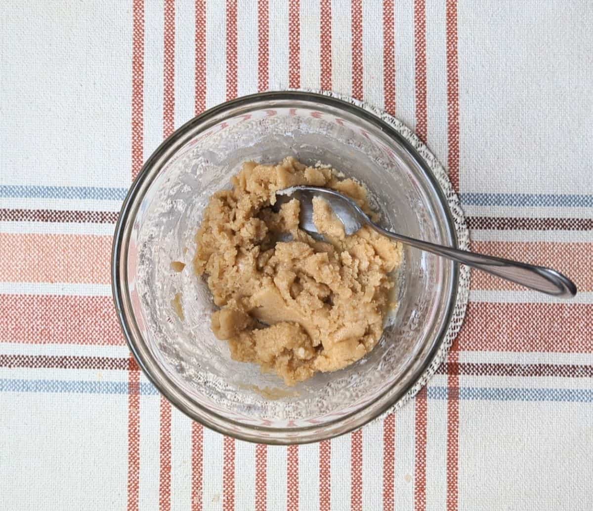 mixing crumb topping