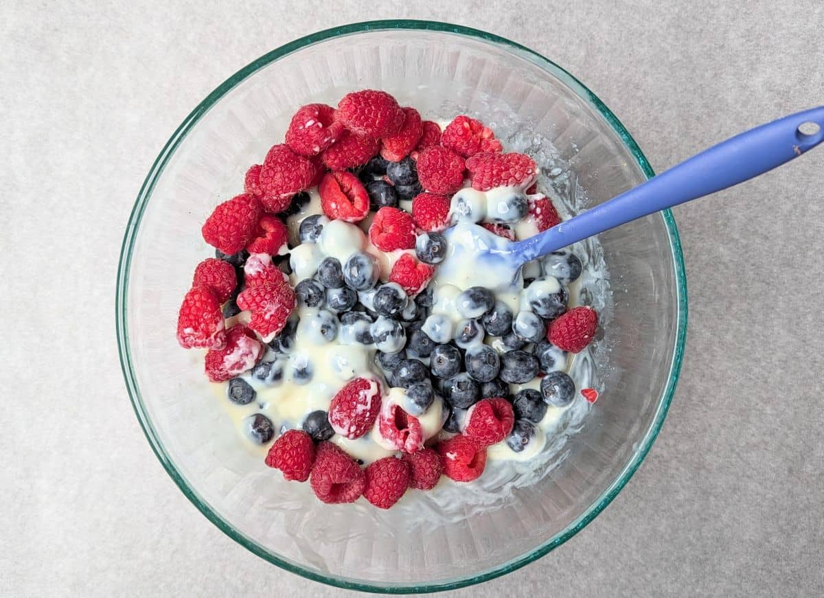 folding in berries