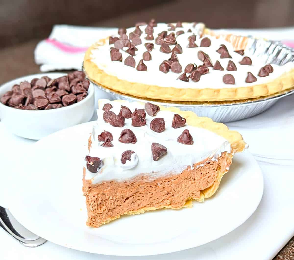 easy french silk pie on plate