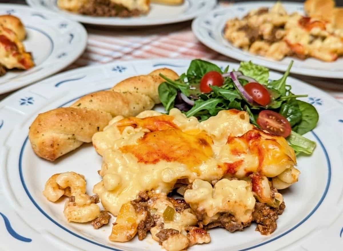 beef and noodle casserole on plate