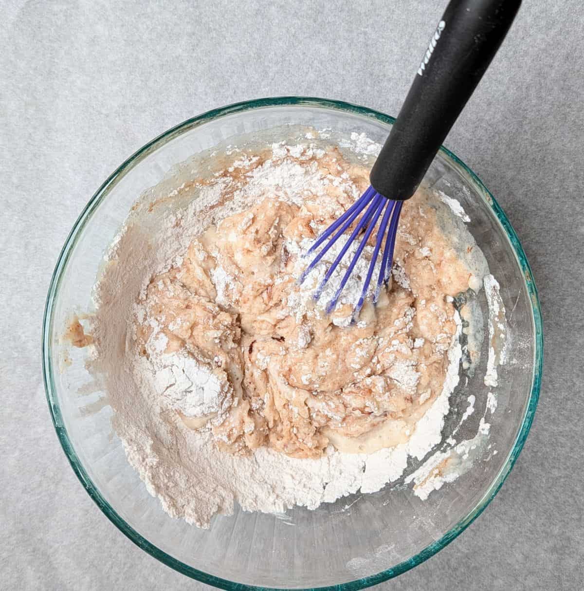pancake muffin recipe step 1 mixing