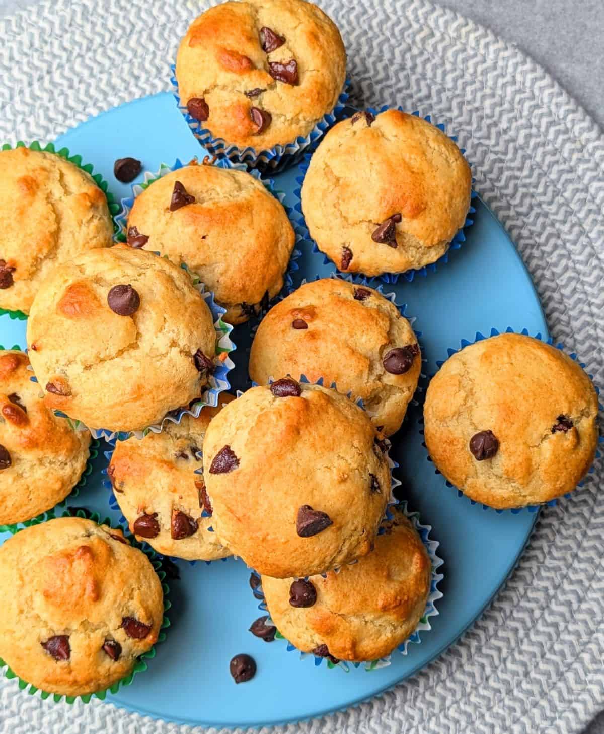 muffins with pancake mix on tray