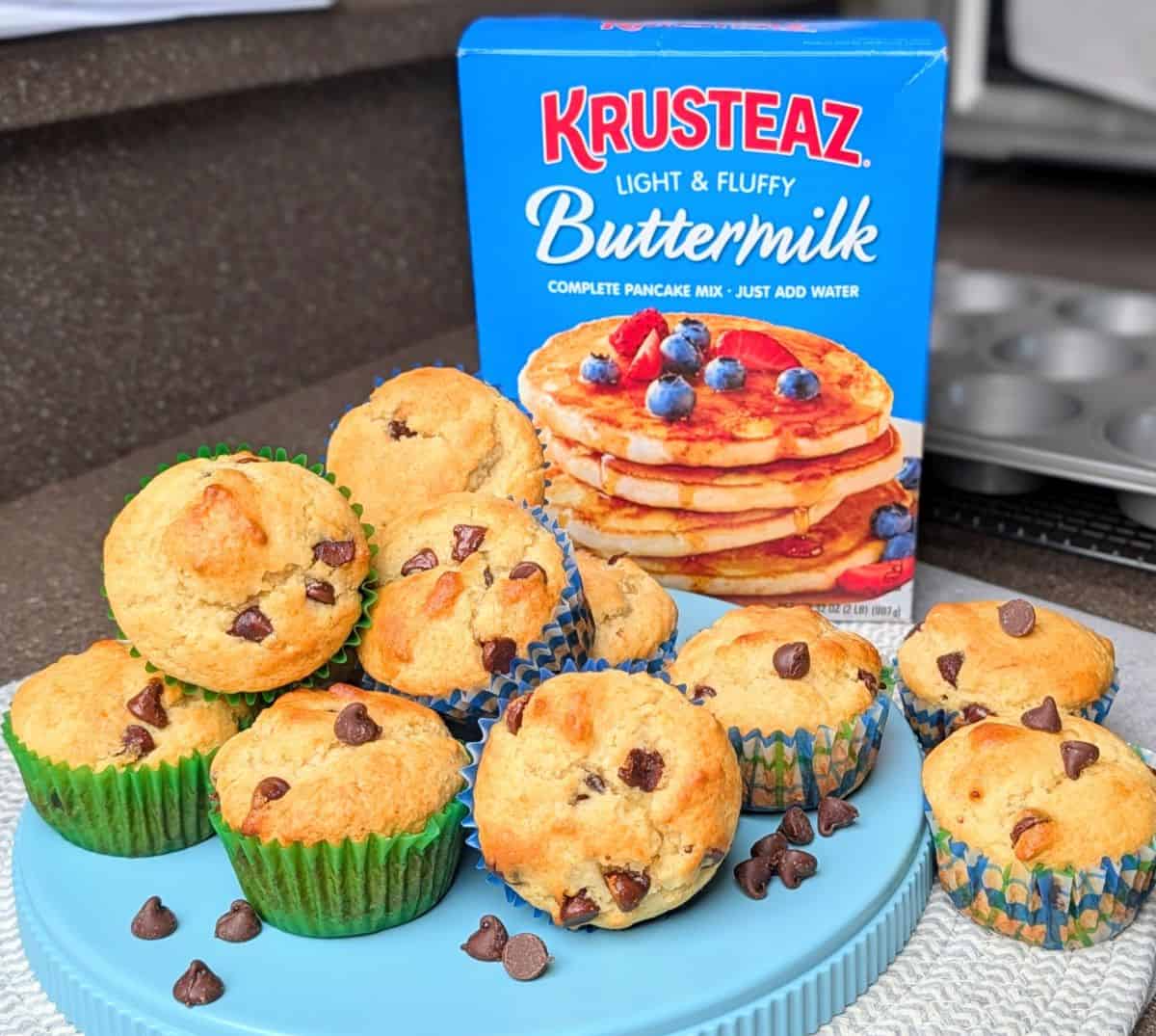 muffins out of pancake mix on dish