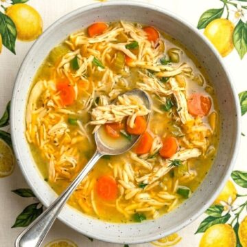 soup in bowl with spoon