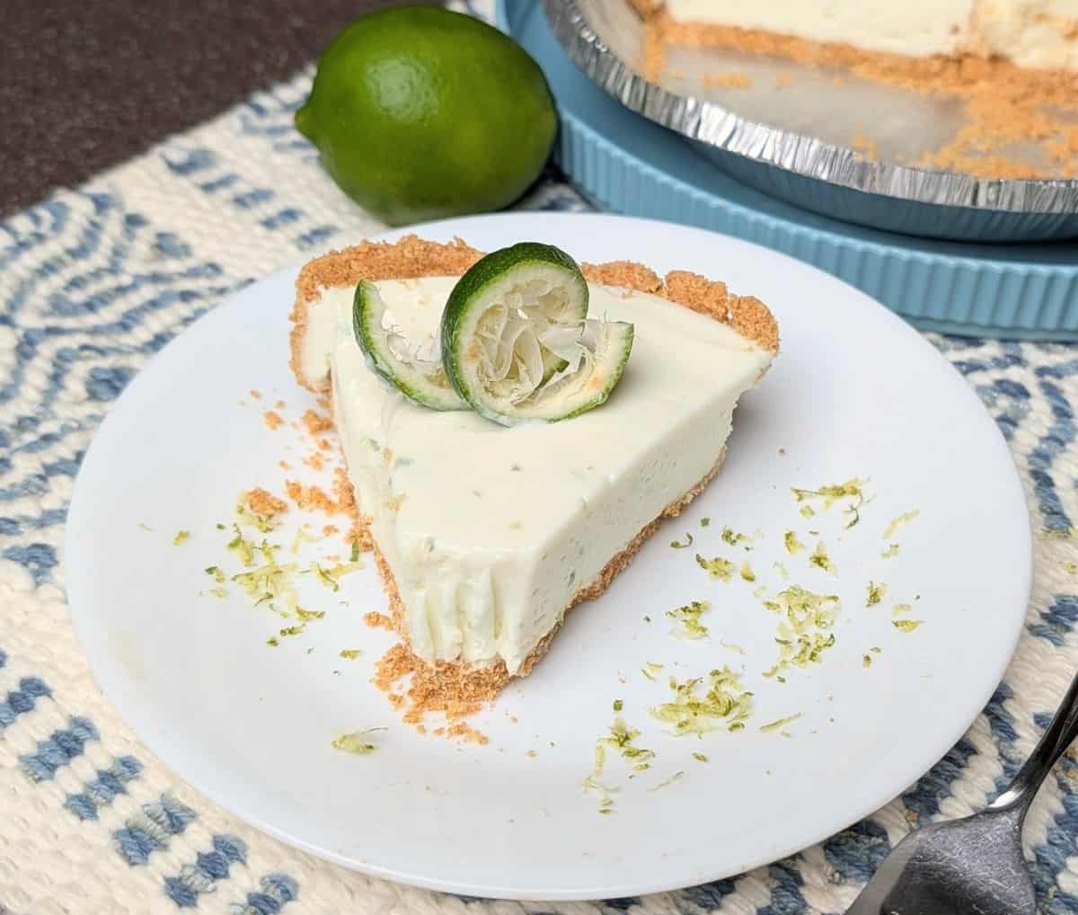 slice of key lime pie on plate