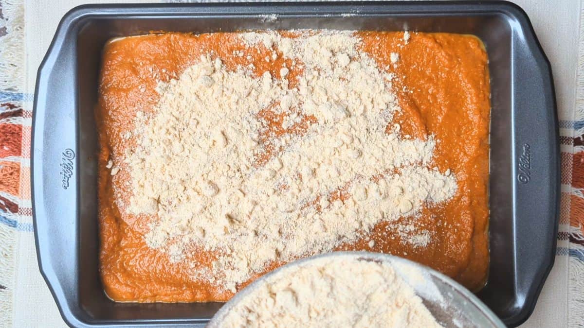 spice mixture being sprinkled on top