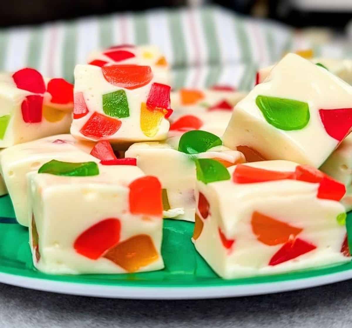 gumdrop nougat candy stacked on plate