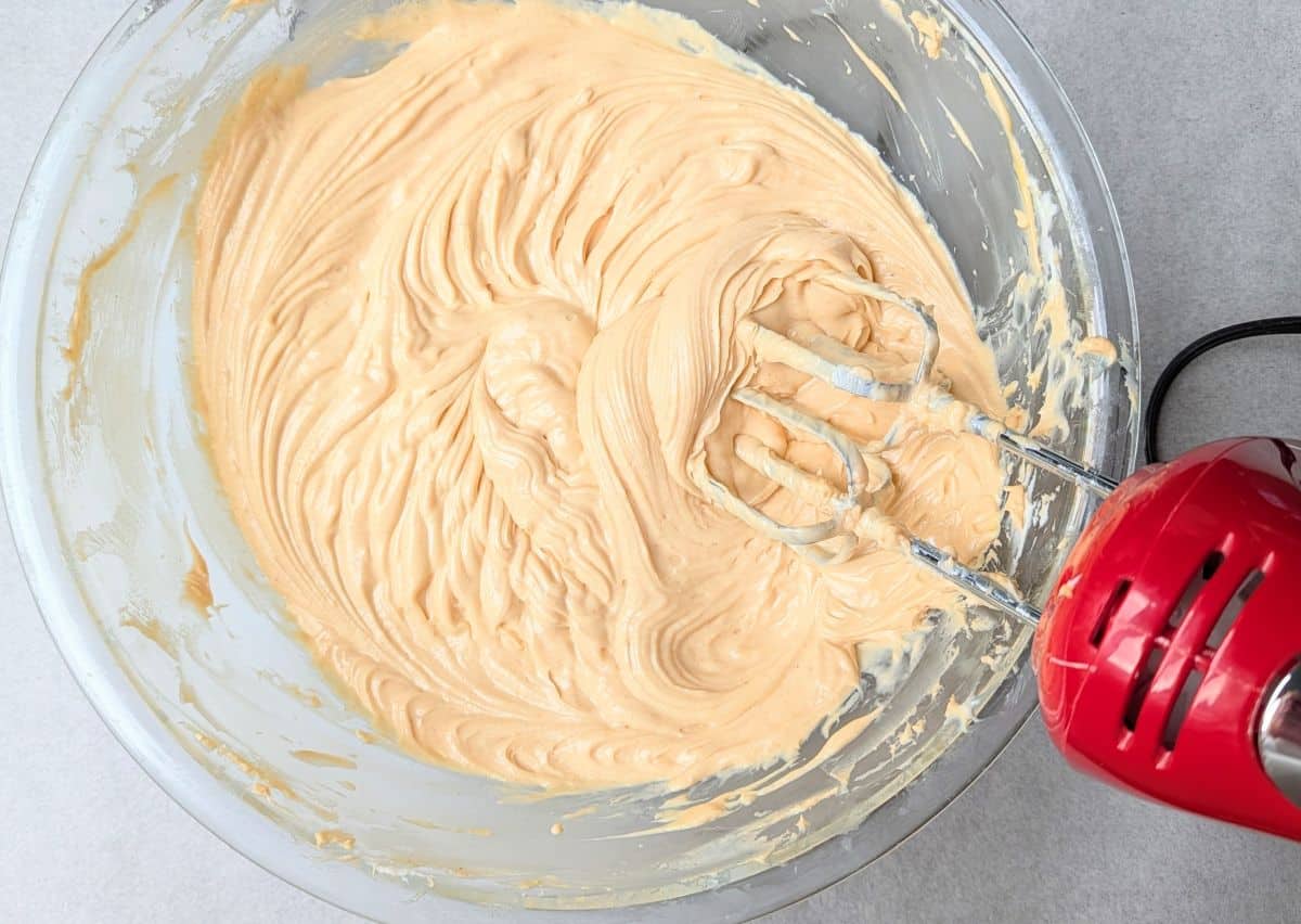 mixing cream cheese and peanut butter