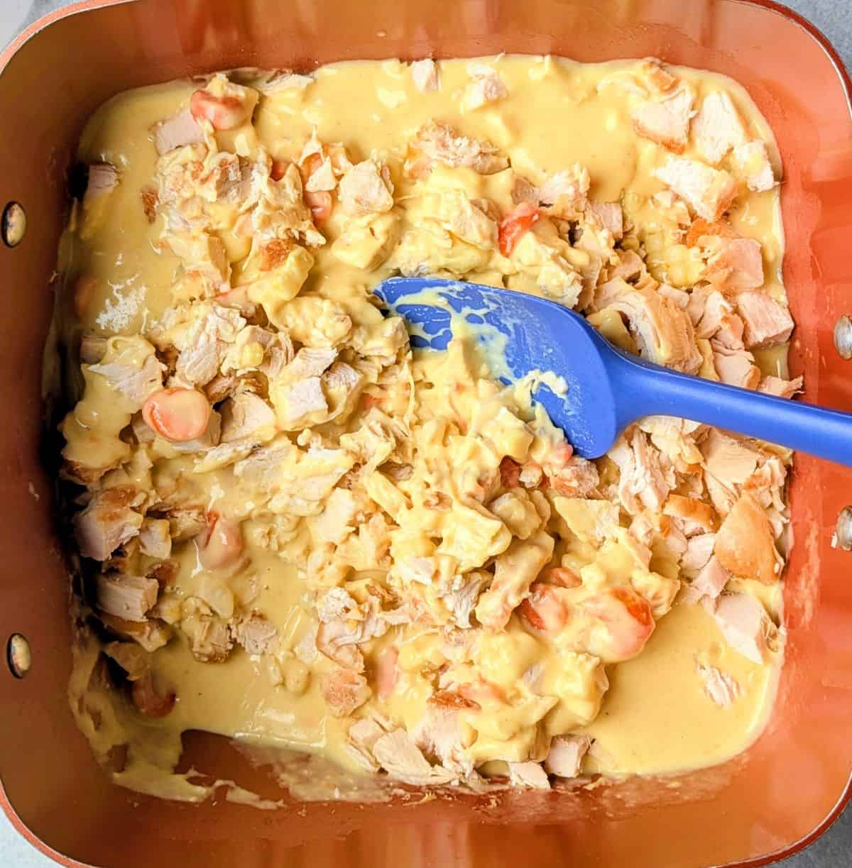 adding leftover chicken