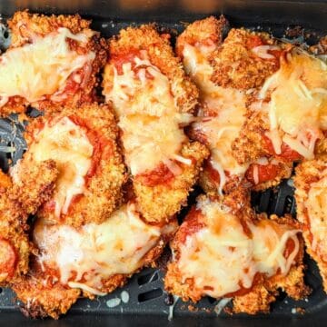 healthy chicken parmesan in air fryer basket