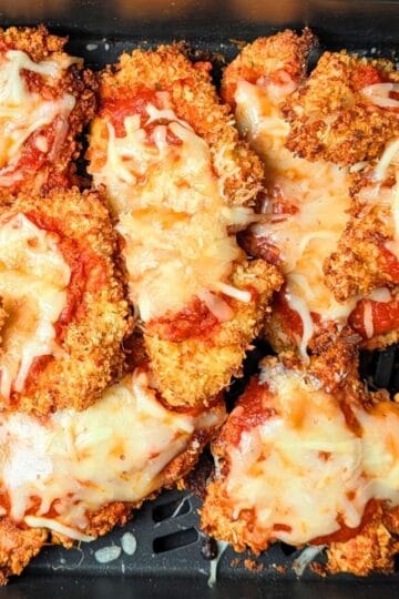 healthy chicken parmesan in air fryer basket