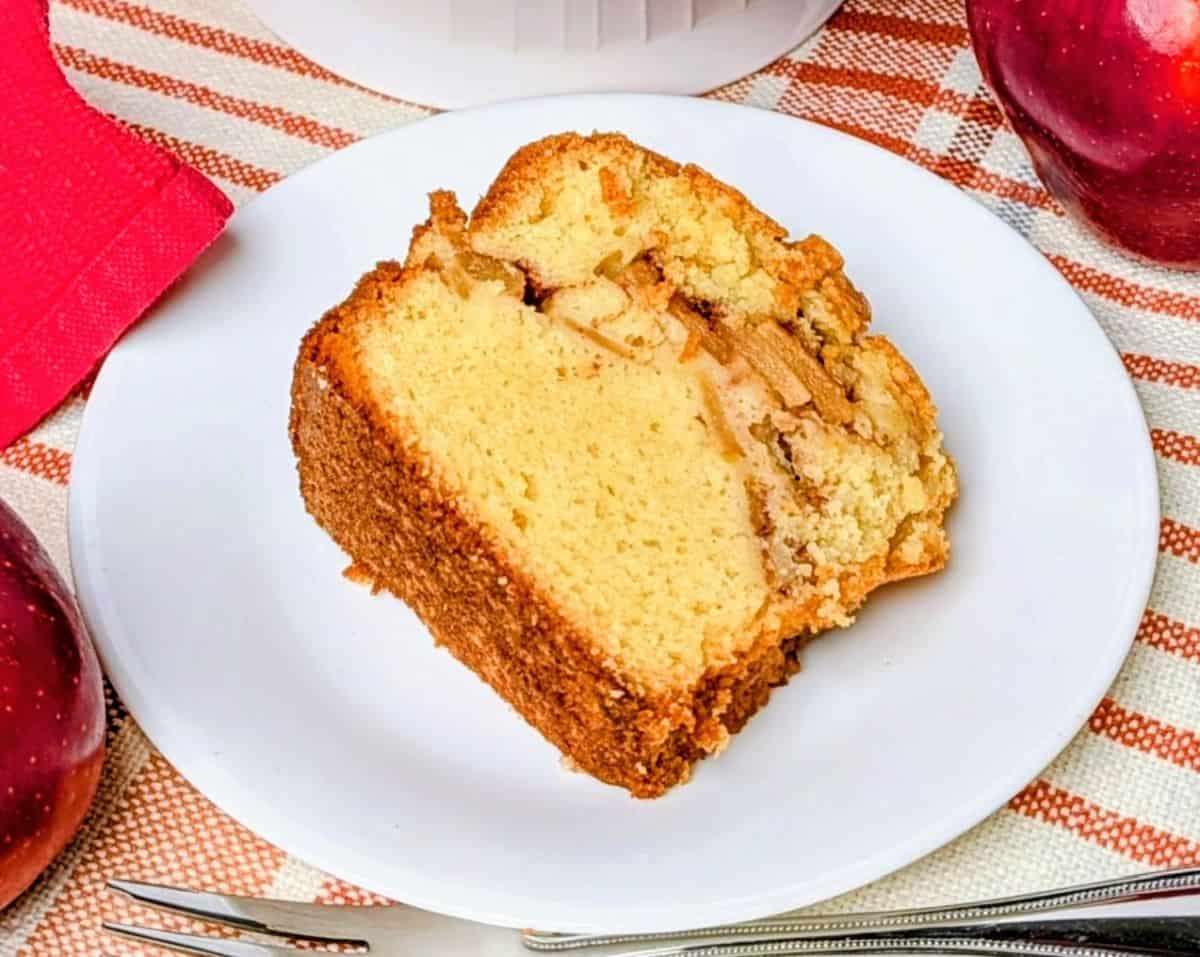 slice close up to see aplles and cinnamon swirl